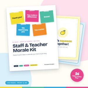 Staff & Teacher Morale Kit | 2 Years Month-by-Month & Anytime Morale Boosters for Principals (Editable)